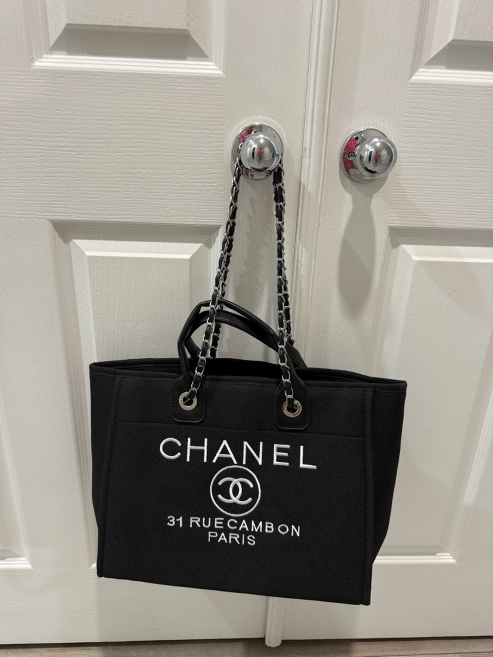 Others Follow Black Canvas Tote with White Logo Embroidery